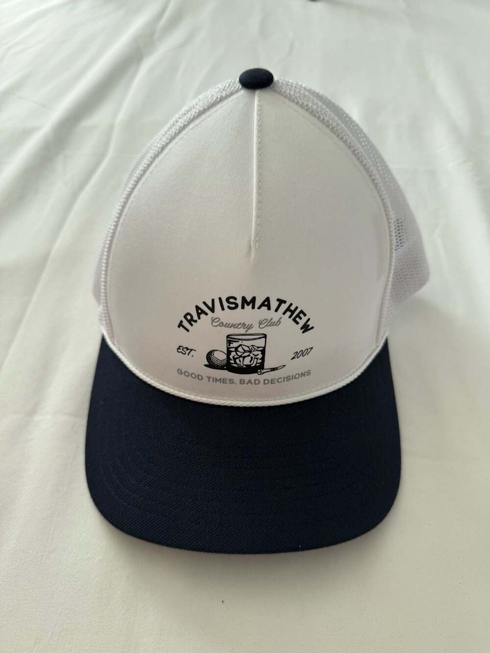 TravisMathew Good Times Bad Decisions Country Club Trucker Hat Golf